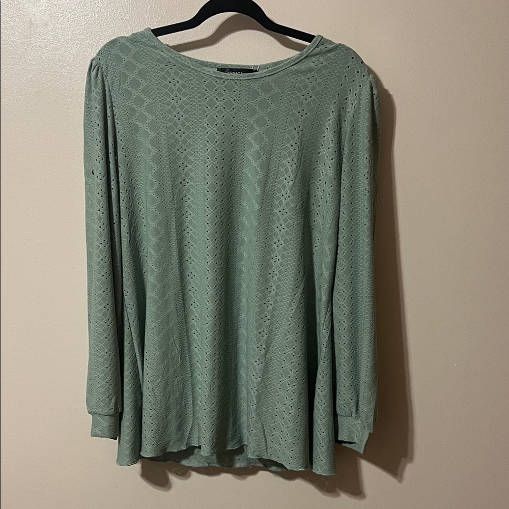 Chic Sage Green Long Sleeve Women's Top